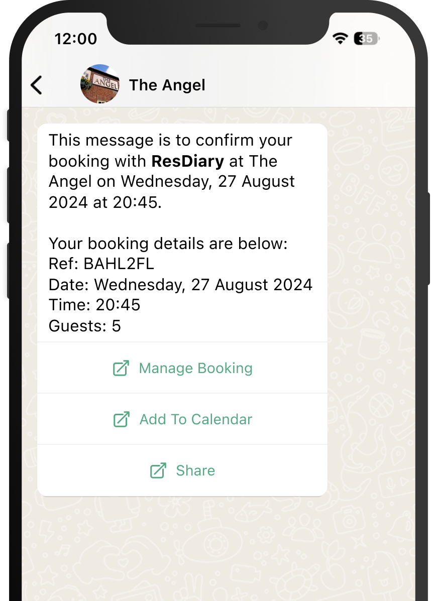 Send Resdiary notifications using WhatsApp